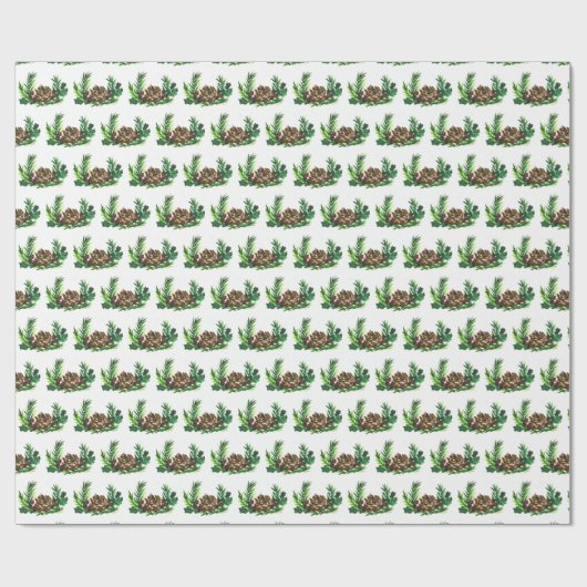 Holly Pine Tree Woodland Xmas Niedliche Wasserfarb Geschenkpapier (Flach)