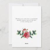 Holly Poinsettia Weihnachtsgrüßen Feiertagskarte (Rückseite)