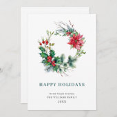 Holly Poinsettia Weihnachtsgrüßen Feiertagskarte (Vorne/Hinten)