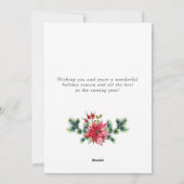 Holly Poinsettia Weihnachtsgrüßen Feiertagskarte (Rückseite)