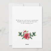 Holly Poinsettia Weihnachtsgrüßen Feiertagskarte (Rückseite)