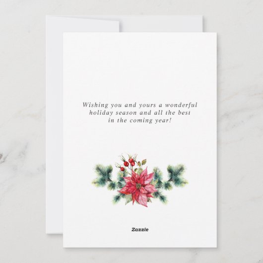 Holly Poinsettia Weihnachtsgrüßen Feiertagskarte (Rückseite)