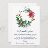 Holly Poinsettia Weihnachtskranz Dankeskarte (Vorne/Hinten)