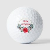 Holly Poinsettia Wreath Merry Alles Urlaub Golfball (Vorderseite)