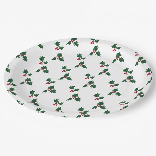 Holly Print Pappteller (Schrägansicht)