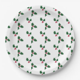 Holly Print Pappteller