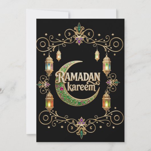 Holly Ramadan schwarz und gold Einladung (Vorderseite)
