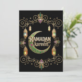 Holly Ramadan schwarz und gold Einladung (Stehend Vorderseite)