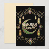 Holly Ramadan schwarz und gold Einladung (Vorne/Hinten)