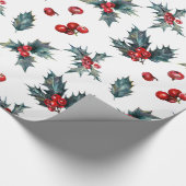 Holly Red Berries Geschenkpapier (Ecke)