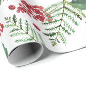 Holly Red Berries Greenery Weihnachten Geschenkpapier (Rolleneckpunkt)
