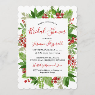 Holly Red Berry Christmas Modern   Brautparty Einladung