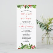 Holly Red Berry Christmas Modern Wedding Program Programm (Stehend Vorderseite)