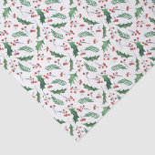 Holly Red Berry Christmas Pattern Seidenpapier (Ausschnitt)