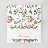Holly Red Berry Christmas Platzkarte (Außenseite Aufgefaltet)