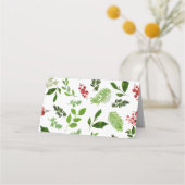 Holly Red Berry Christmas Wedding Platzkarte (Rückseite)