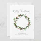 Holly Red Berry Christmas Wreath Feiertagskarte (Vorderseite)