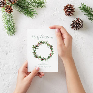 Holly Red Berry Christmas Wreath Feiertagskarte
