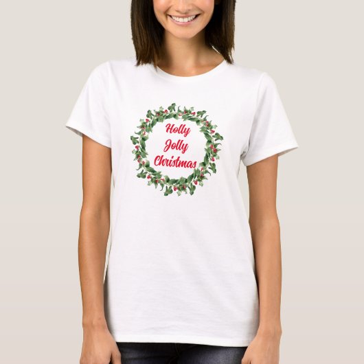 Holly Red Berry Jolly Christmas T-Shirt (Vorderseite)