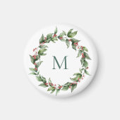 Holly Red Berry Monogram Christmas Magnet (Vorne)