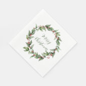 Holly Red Berry Wreath Christmas Serviette (Ecke)