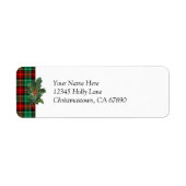 Holly Red Green Kariert Custom Address Label (Vorne)