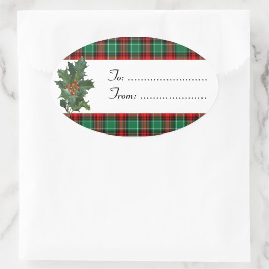 Holly Red Green Kariert Custom Aufkleber (Tasche)