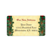 Holly Red Green Kariert Holiday Custom New Address Adressaufkleber (Vorne)
