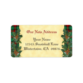 Holly Red Green Kariert Holiday Custom New Address Adressaufkleber