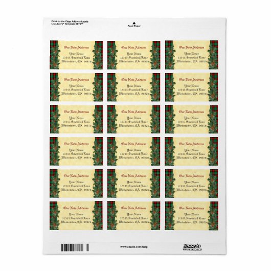 Holly Red Green Kariert Holiday Custom New Address Adressaufkleber (Vorne)
