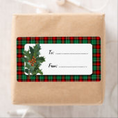 Holly Red Green Kariert Holiday Gift Label (Insitu)
