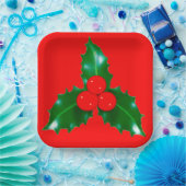 Holly Red Paper Tellers Pappteller (Party)