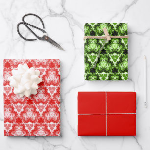 Holly Red, Traditional Green und Solid Red Geschenkpapier Set