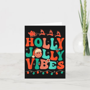 Holly Retro Groovy Christmas Jolly Vibes Santa Ang Karte