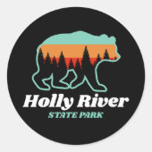 Holly River Staat Park West Virginia Bear Retro Runder Aufkleber (Vorderseite)