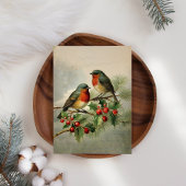 Holly Robin Birds Business Weihnachtskarte