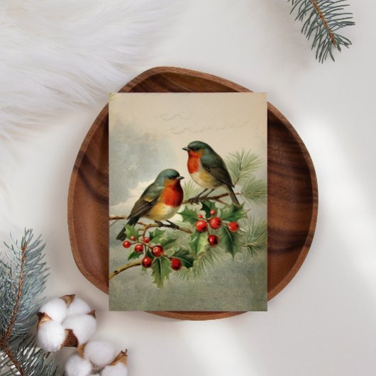 Holly Robin Birds Business Weihnachtskarte