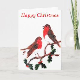 Holly Robin Festive Art Feiertagskarte