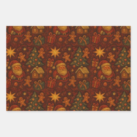 Holly & Santa Magic Wrap Geschenkpapier Set (Vorderseite 3)