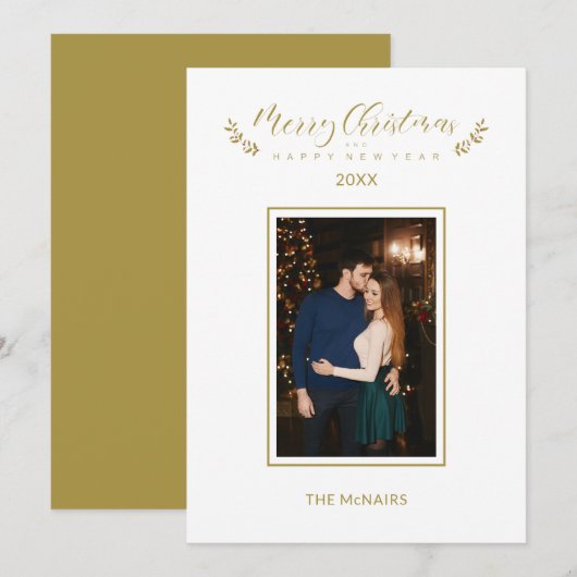 Holly Simple Elegant Chic Christmas Photo Family (Vorne/Hinten)