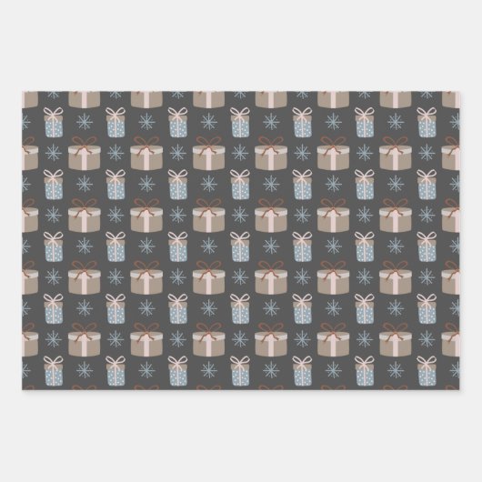 Holly Snow Flake Weihnachtsmuster Geschenkpapier Set (Vorderseite 3)