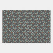 Holly Snow Flake Weihnachtsmuster Geschenkpapier Set (Vorderseite)