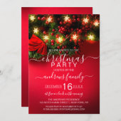 Holly Snowflake Hanging Lights Garland Weihnachten Einladung (Vorne/Hinten)