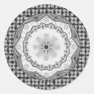 Holly & Snowflake Round-Sticker Runder Aufkleber