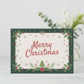 Holly & Snowflakes - Vintag frohe Weihnachten (Stehend Vorderseite)