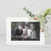 Holly Sprig zweiseitige Fotokarte Feiertagskarte (Stehend Vorderseite)