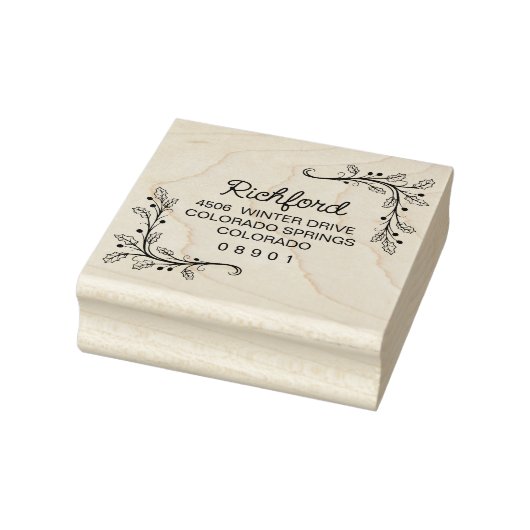Holly Sprigs Frame Christmas Return Address Gummistempel (Stempel)