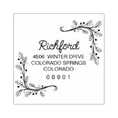 Holly Sprigs Frame Christmas Return Address Gummistempel (Prägung)