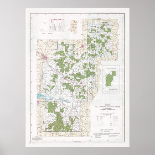 Holly Springs National Forest Map (1991) Poster (Vorne)