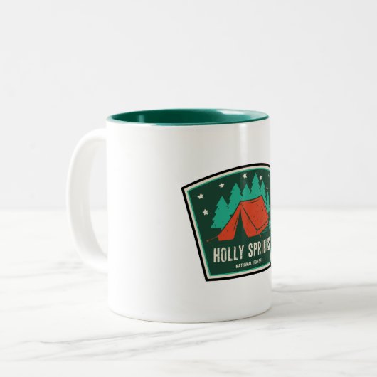 Holly Springs National Forest Mississippi Camping Zweifarbige Tasse (Vorderseite Links)